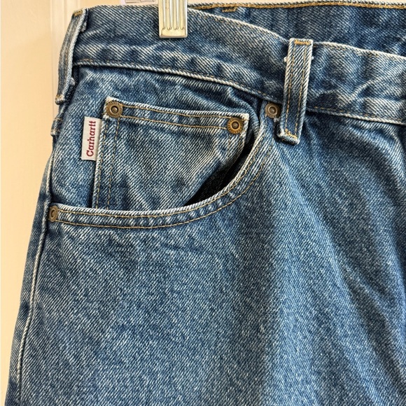 Carhartt Men's Size 34x34 Denim Blue Jeans Relaxed Fit Med Wash Loose Workwear - Picture 4 of 11
